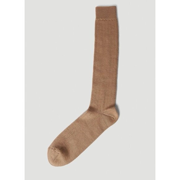 NWT GUCCI BEIGE SOCKS LOGO SZ L 100% Authentic Debossed - Picture 2 of 10